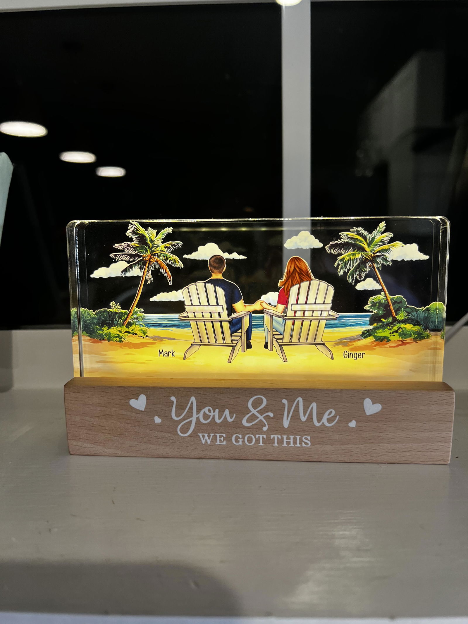 Customer photo of New Version You & Me We Got This Beach Scene - Personalized LED…