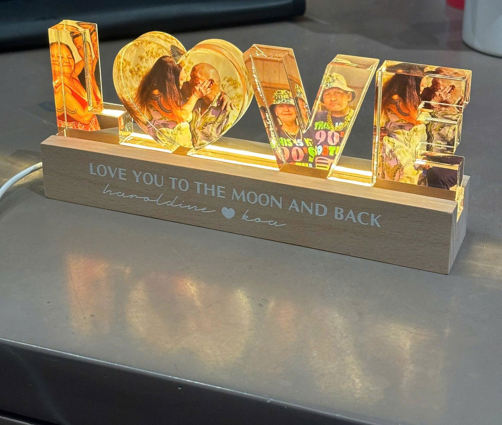Customer photo of Love You To The Moon And Back - Personalized Photo LED Night Light