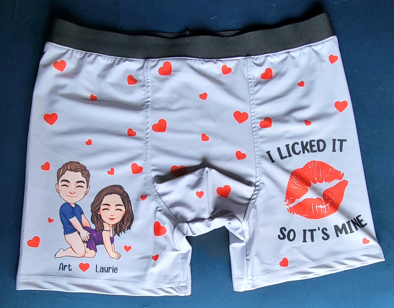 Customer photo of I Licked It So It's Mine Naughty Couple - Personalized Men's Boxer…