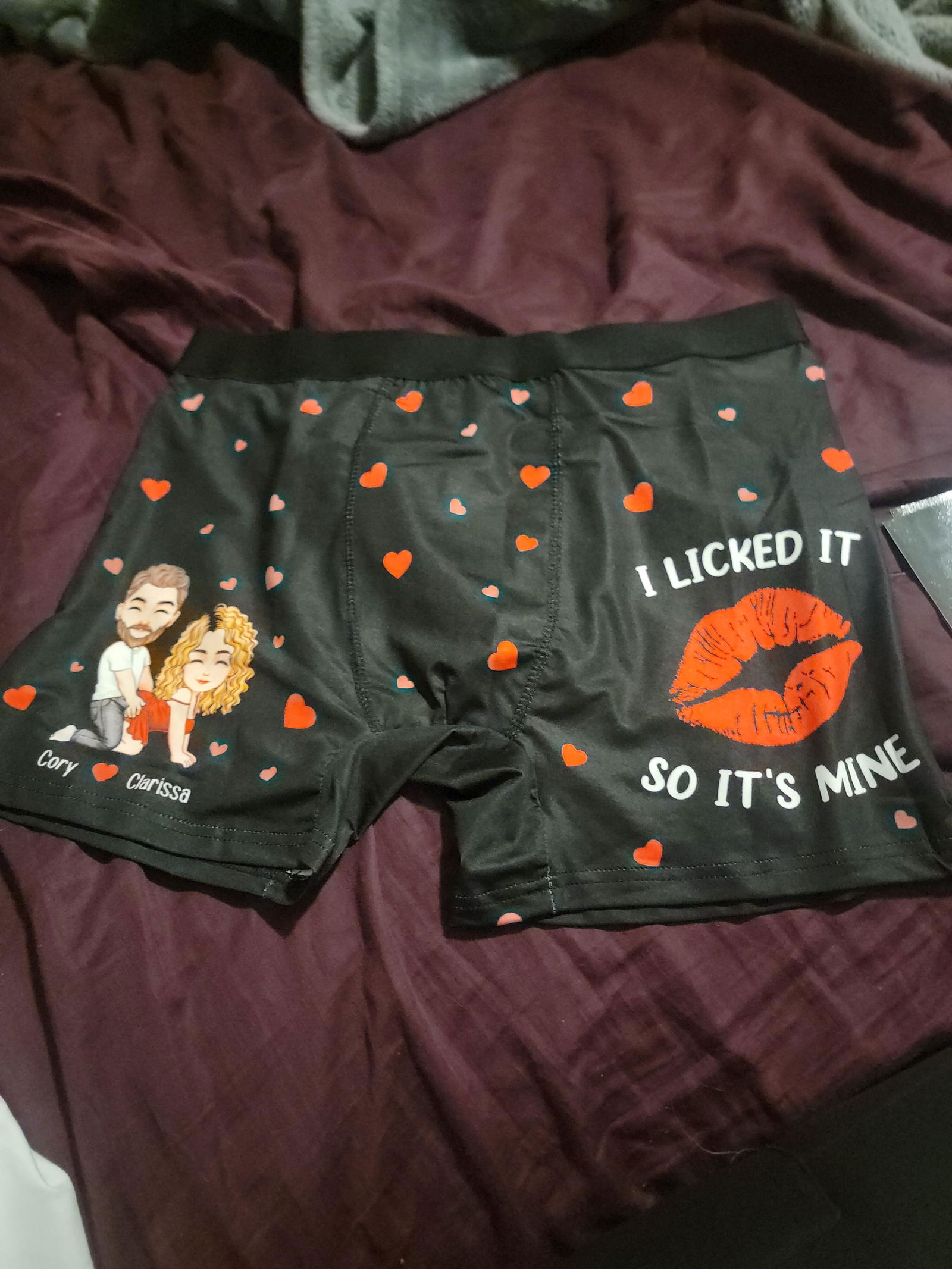 Customer photo of I Licked It So It's Mine Naughty Couple - Personalized Men's Boxer…