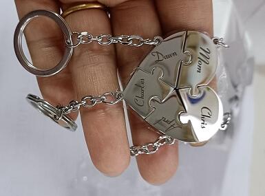 Customer photo of Engraved Names - Personalized Heart Puzzle Keychain