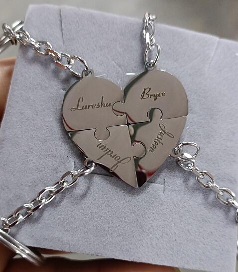 Customer photo of Engraved Names - Personalized Heart Puzzle Keychain
