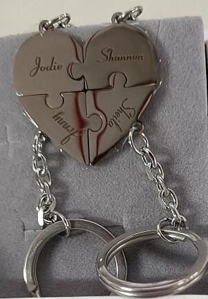 Customer photo of Engraved Names - Personalized Heart Puzzle Keychain