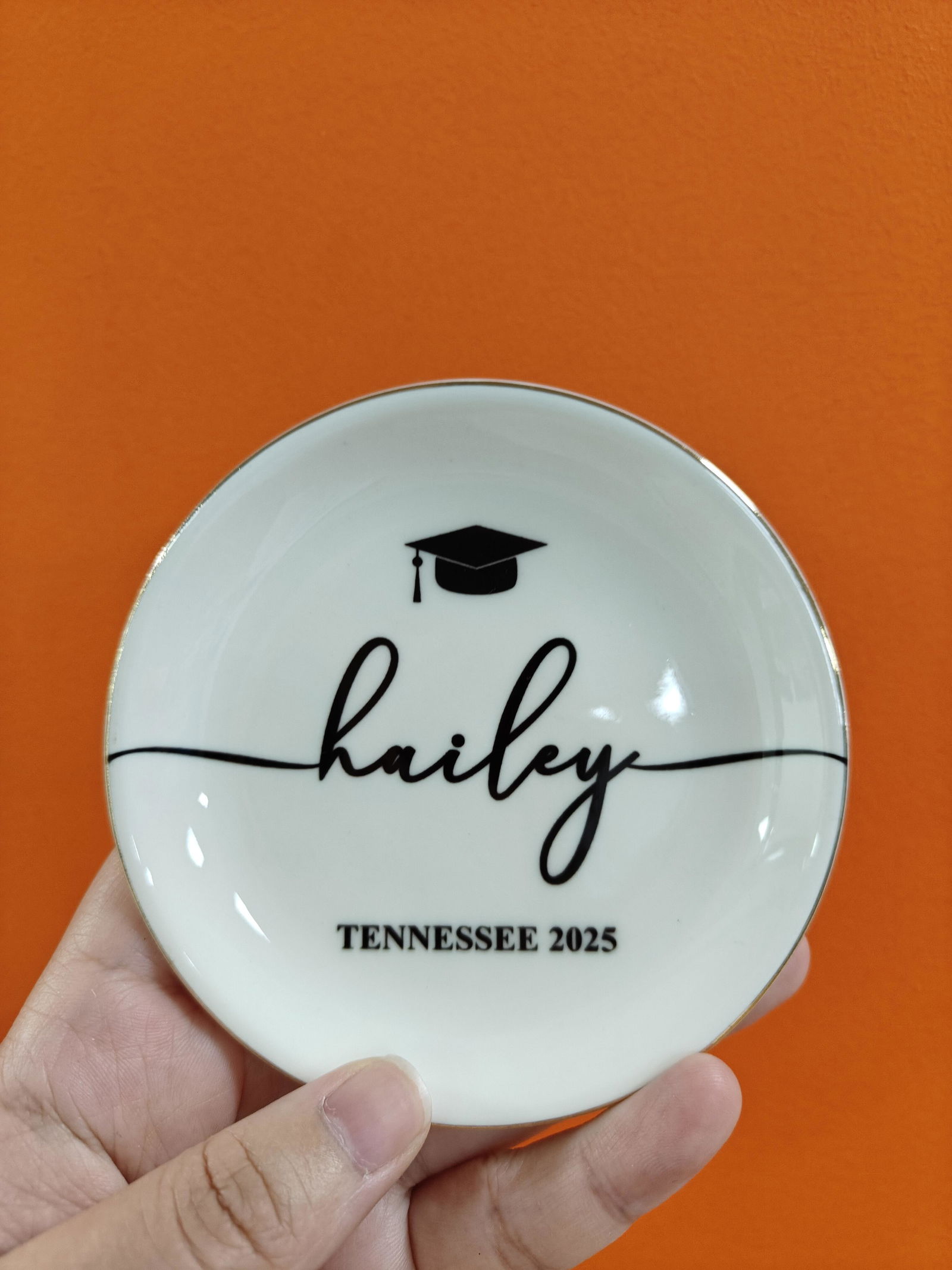 Customer photo of Graduation Dish Custom Name School Year - Personalized Jewelry Dish