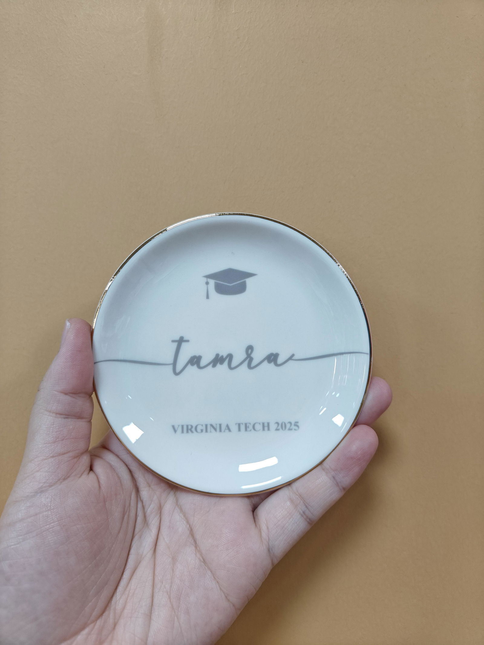 Customer photo of Graduation Dish Custom Name School Year - Personalized Jewelry Dish
