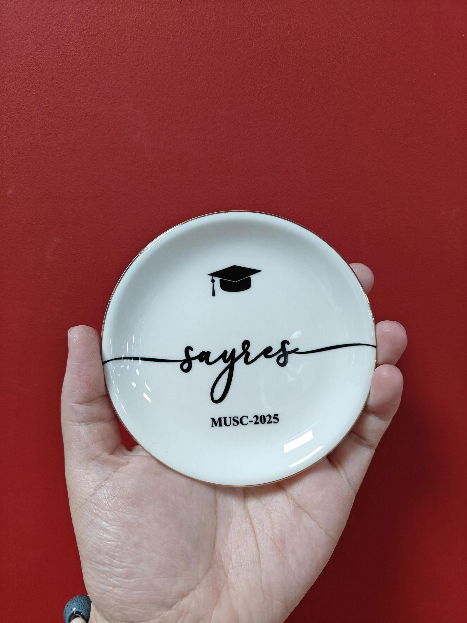 Customer photo of Graduation Dish Custom Name School Year - Personalized Jewelry Dish