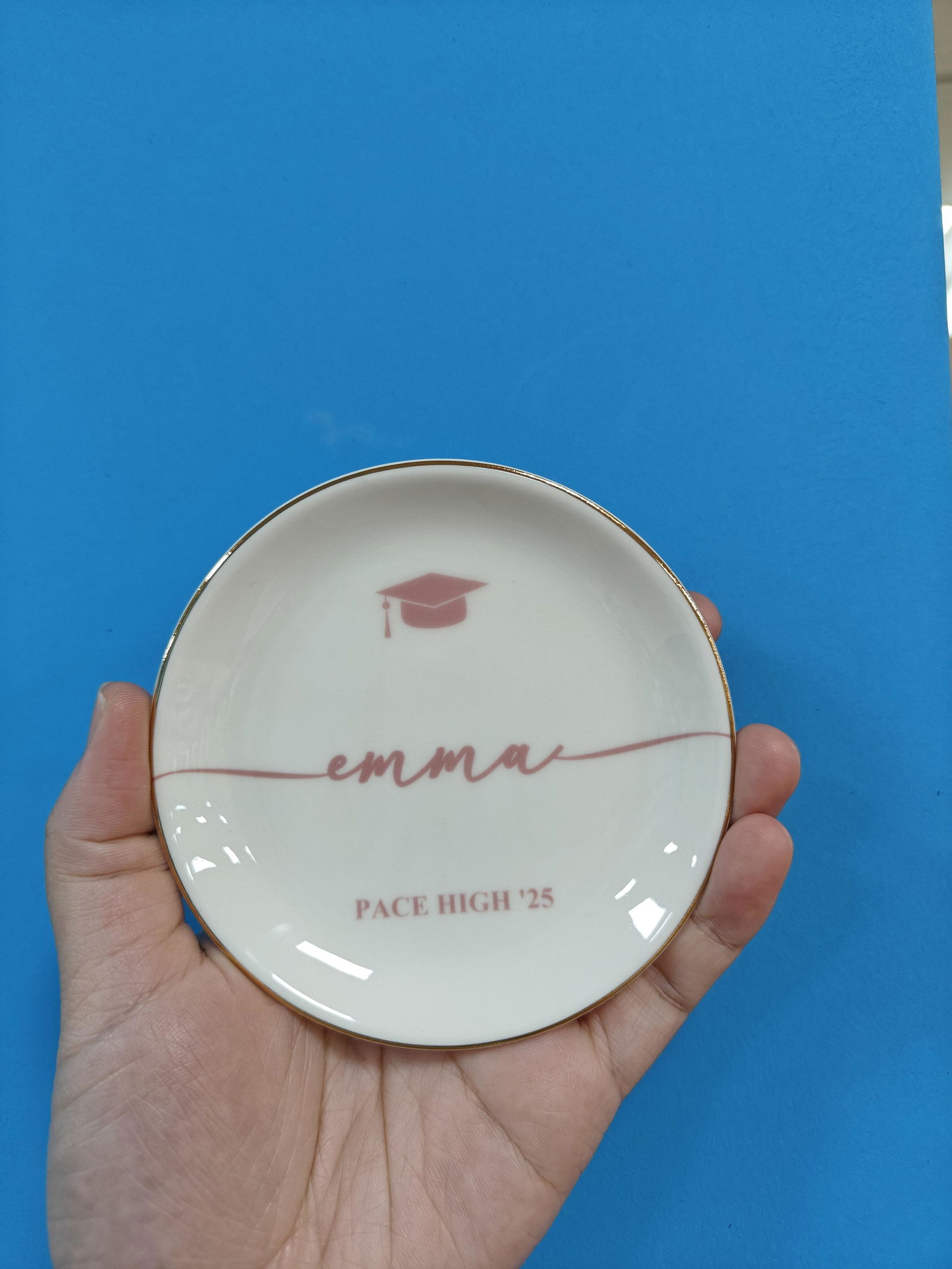 Customer photo of Graduation Dish Custom Name School Year - Personalized Jewelry Dish