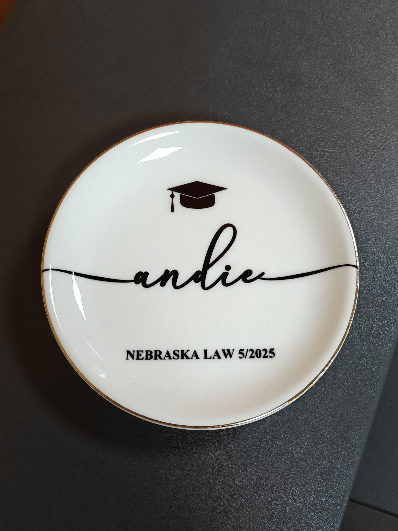 Customer photo of Graduation Dish Custom Name School Year - Personalized Jewelry Dish