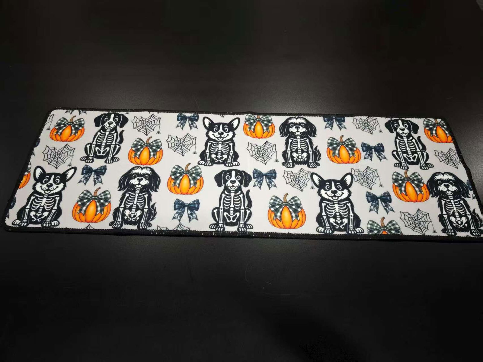 Customer photo of Halloween Pet Pumpkins Spiderwebs Coquette Bows Pattern…