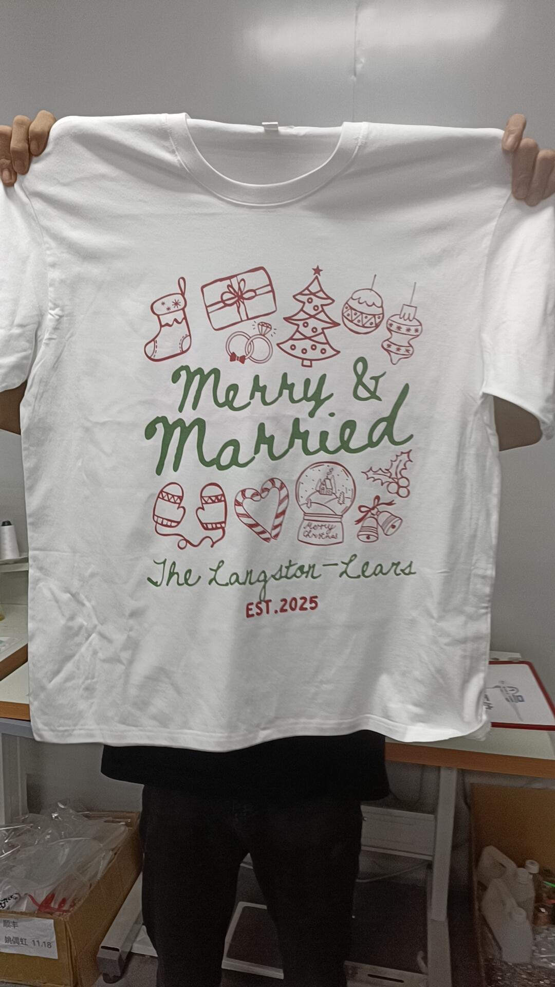 Customer photo of Merry & Married First Christmas as Mr and Mrs Christmas Shirts…
