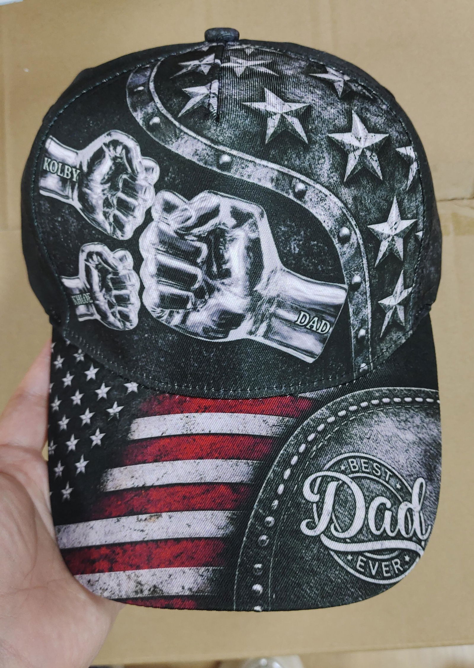 Customer photo of Best Dad Ever - Metal Style Print - Personalized Cap