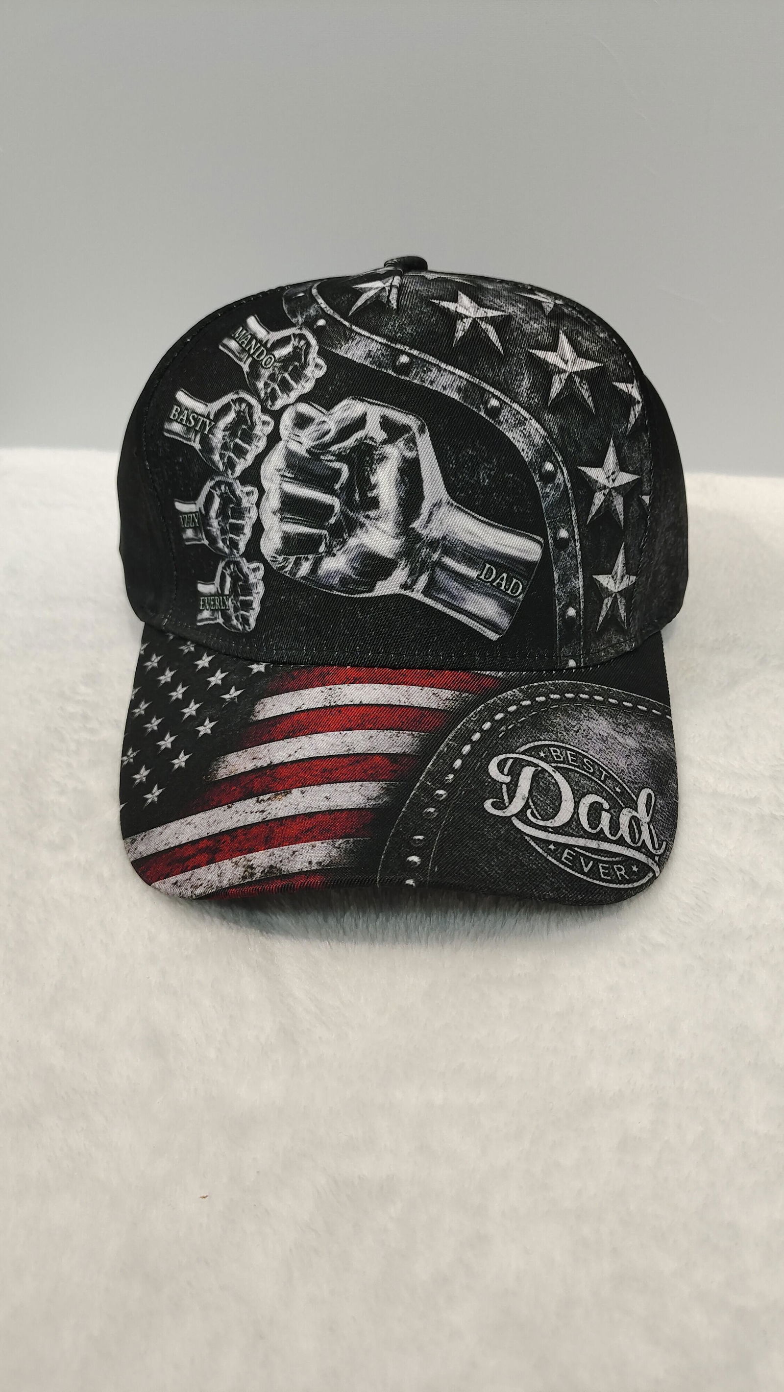 Customer photo of Best Dad Ever - Metal Style Print - Personalized Cap