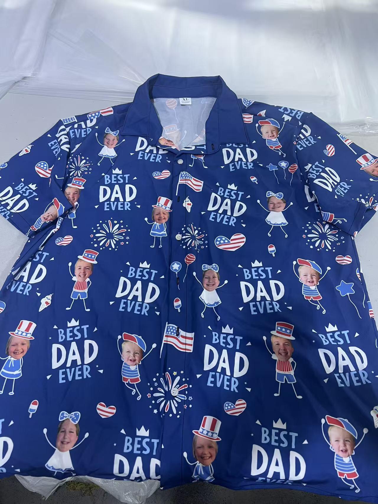 Customer photo of Best Dad Ever USA Flag - Personalized Hawaiian Shirt