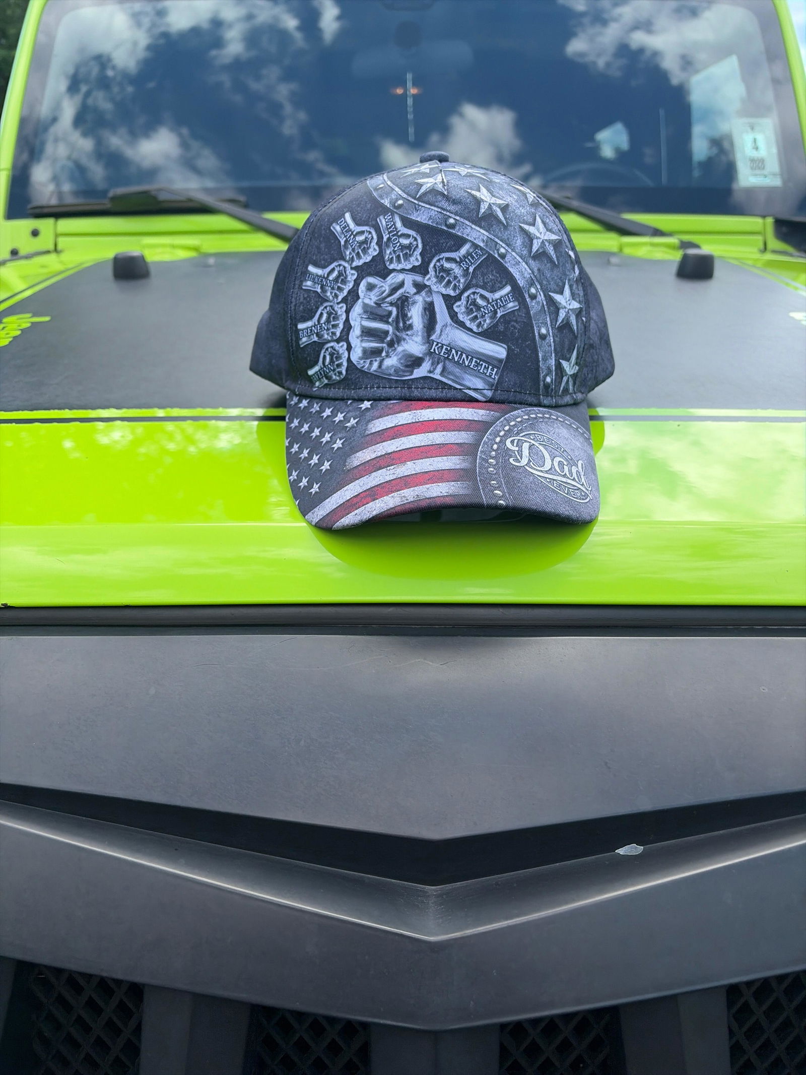 Customer photo of Best Dad Ever - Metal Style Print - Personalized Cap