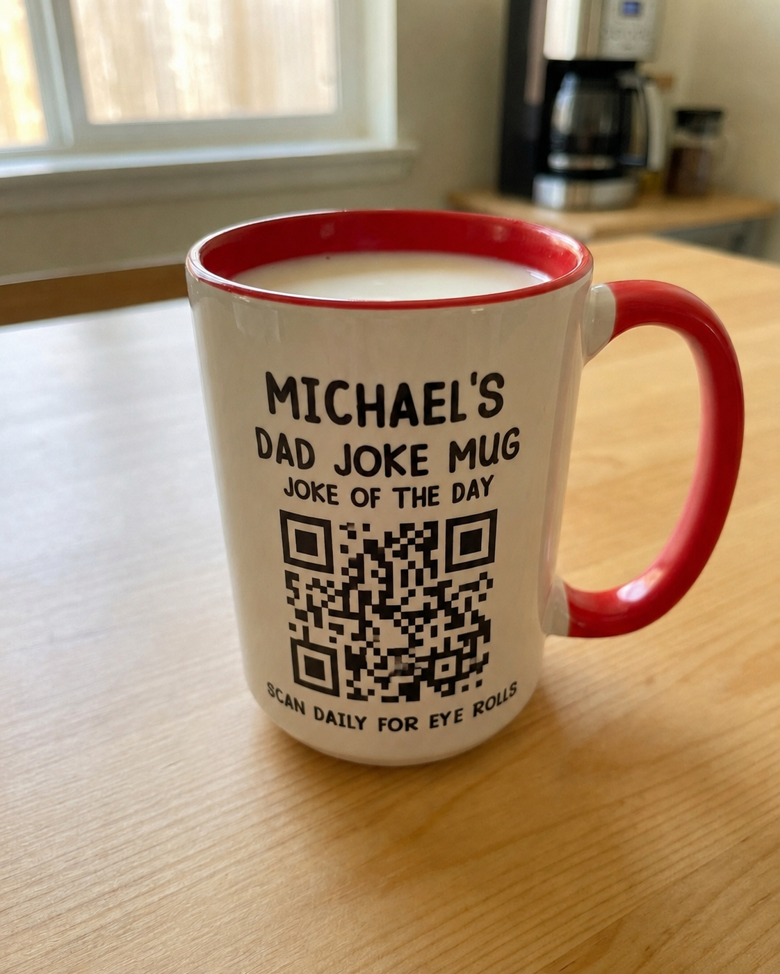 Customer photo of Dad Joke Every Day Interactive QR Funny Mug - Gifts For Dad…