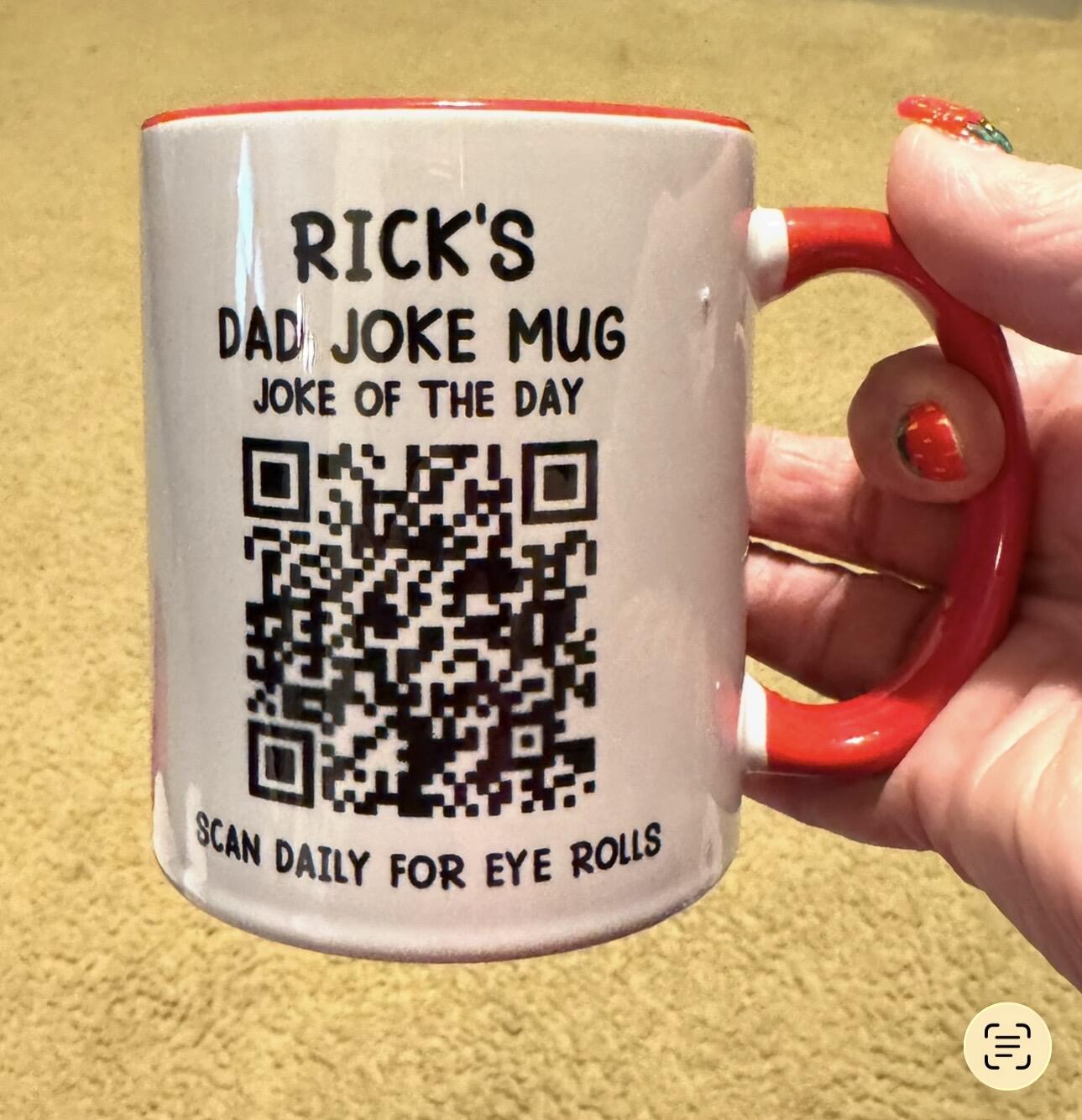 Customer photo of Dad Joke Every Day Interactive QR Funny Mug - Gifts For Dad…