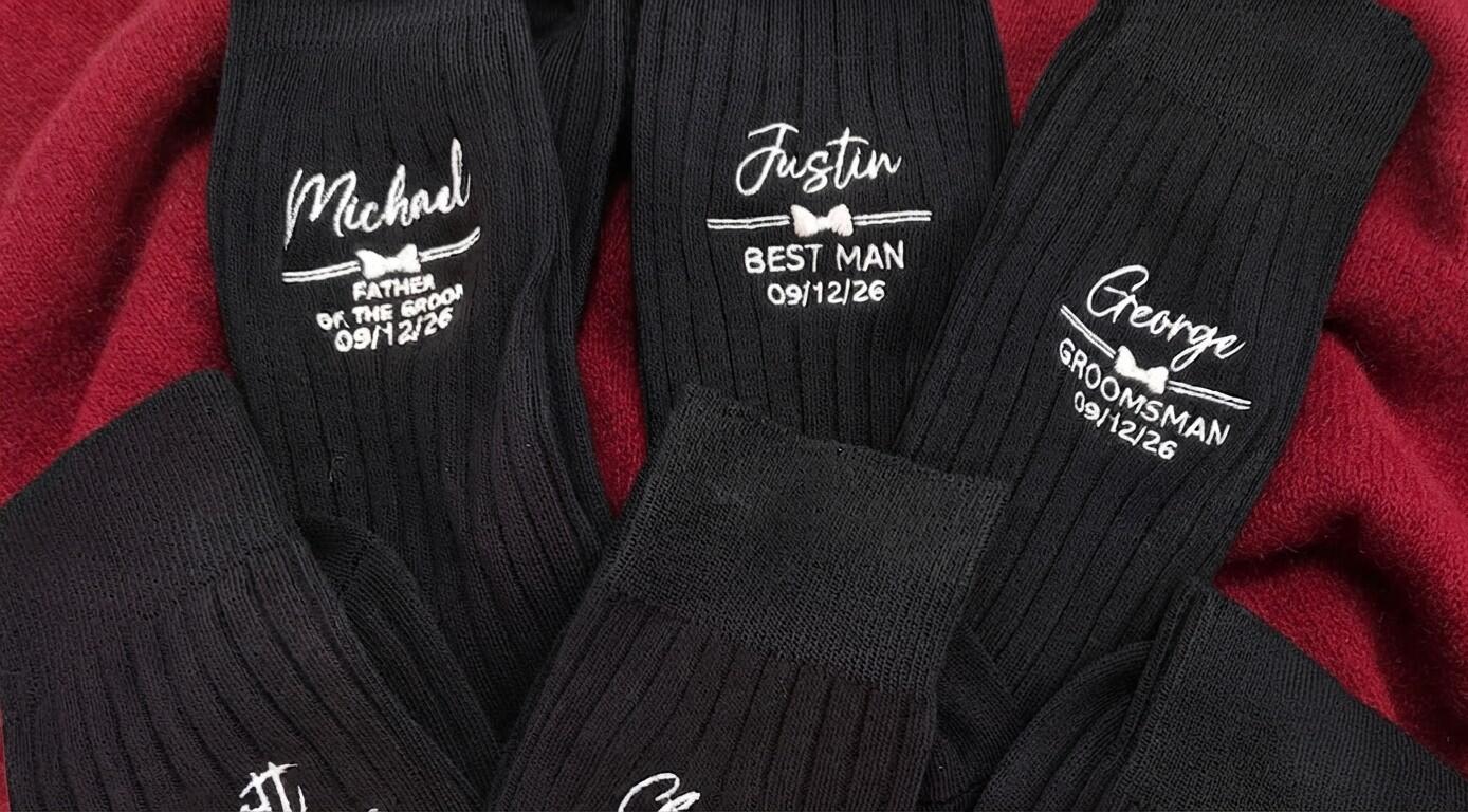 Customer photo of Wedding Socks For Groomsmen, Groom Wedding Gifts - Personalized…