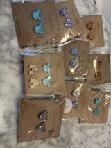 Beach Studs Combo, Sand Castle And Ocean Water Stud earrings, Moana inspired crystal acrylic post earrings