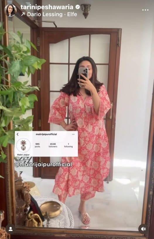 Rose Pink Sanganeri Print Co-ord Set (Set Of 2)