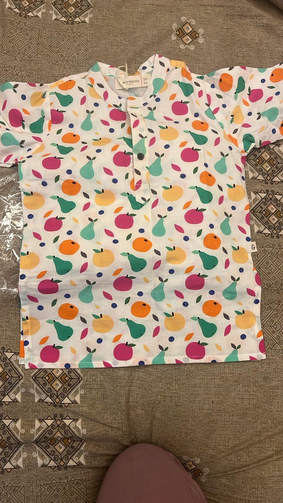 Tropical Fruits Cotton Kurta Set