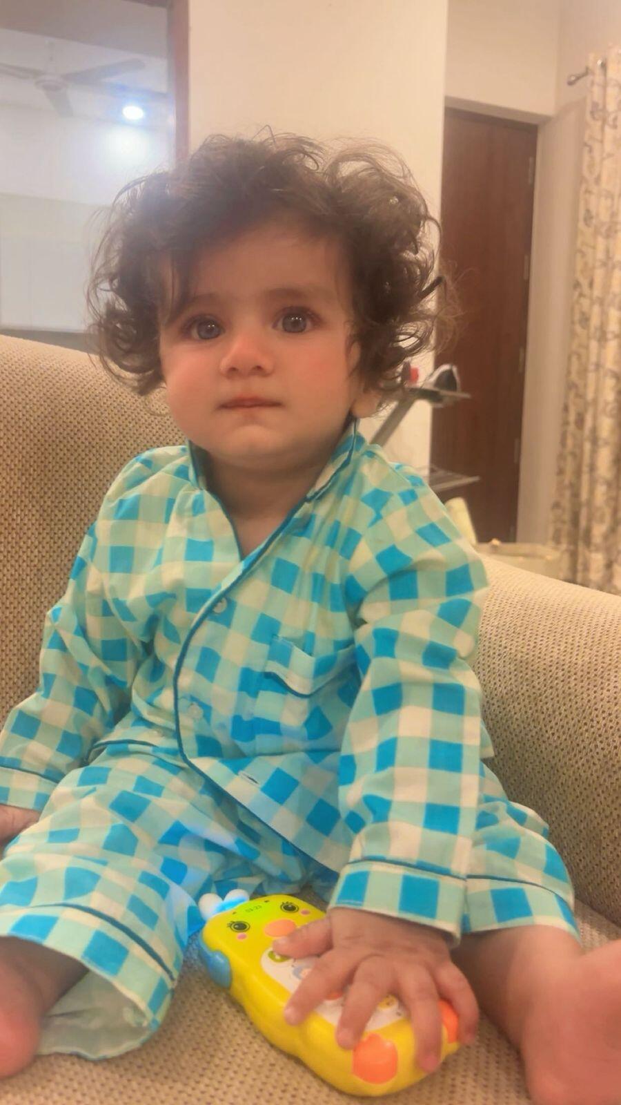 Blue Gingham Full Sleeves Night Suit
