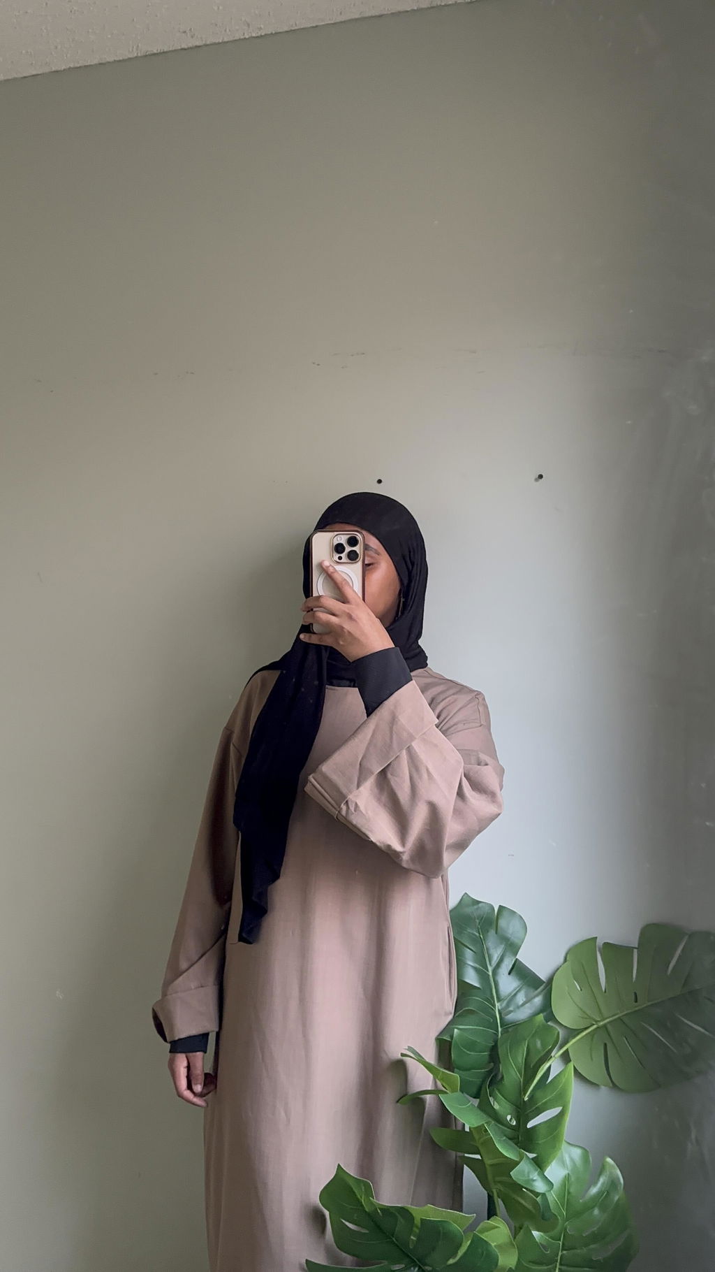 Linen Plain Abaya with Pockets 2-Piece Set (MA043)