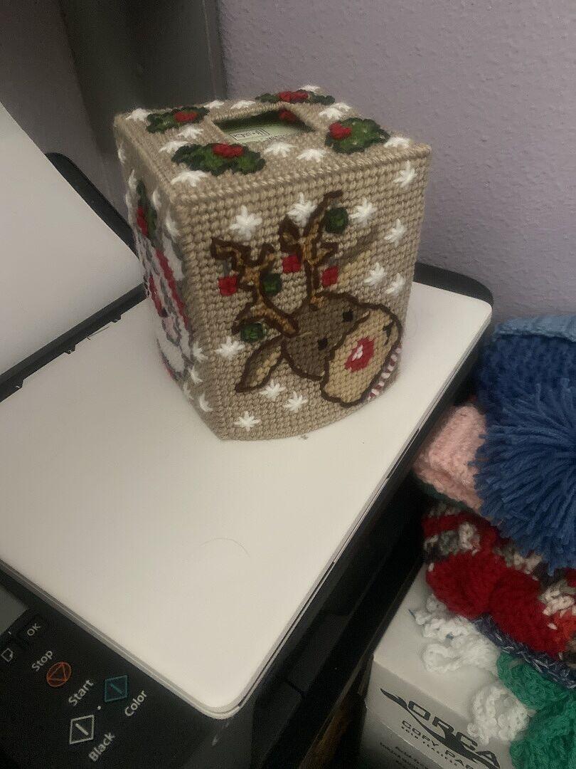 Festive Friends Plastic Canvas Tissue Box Cover – Mary Maxim