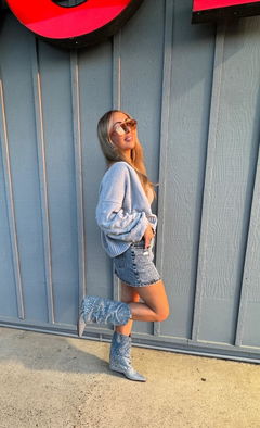 Dolly Denim Rhinestone Boots