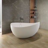 Medunjess 63" Wavy Freestanding Tub Solid Surface Freestadning Stone Resin Soaking Bathtub