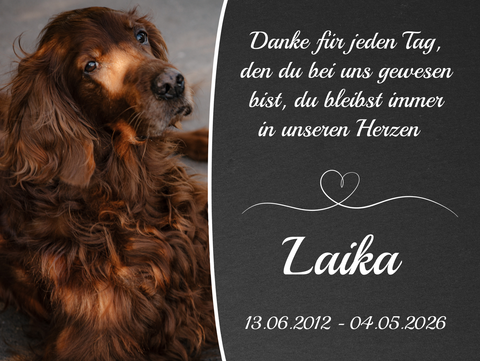 Personalisierte Gedenktafel für Hunde