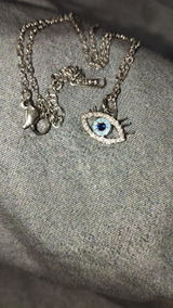 Center Eye Charm Minimal Silver Necklace