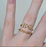 2-Piece Stackable Branch & Leaf Ring Set
