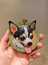 Memorpaw Custom Hand Painted Leather Pet Portrait Keychain
