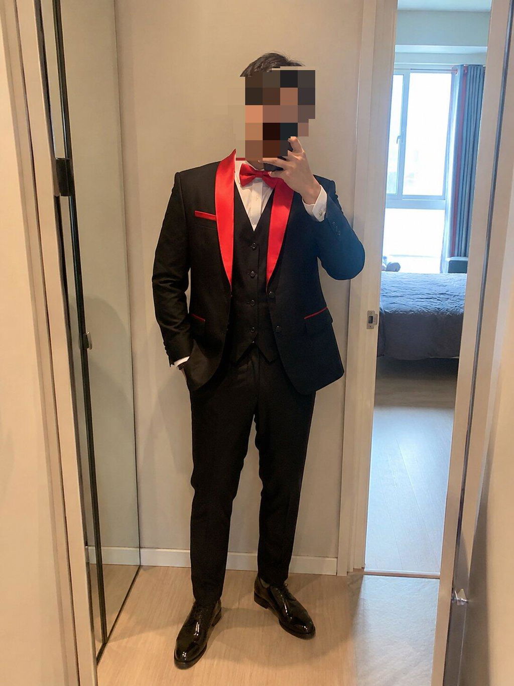 Menseventwear Formal 3 Pieces Mens Suit Flat Shawl Lapel Tuxedos (Blazer+Vest+Pants)
