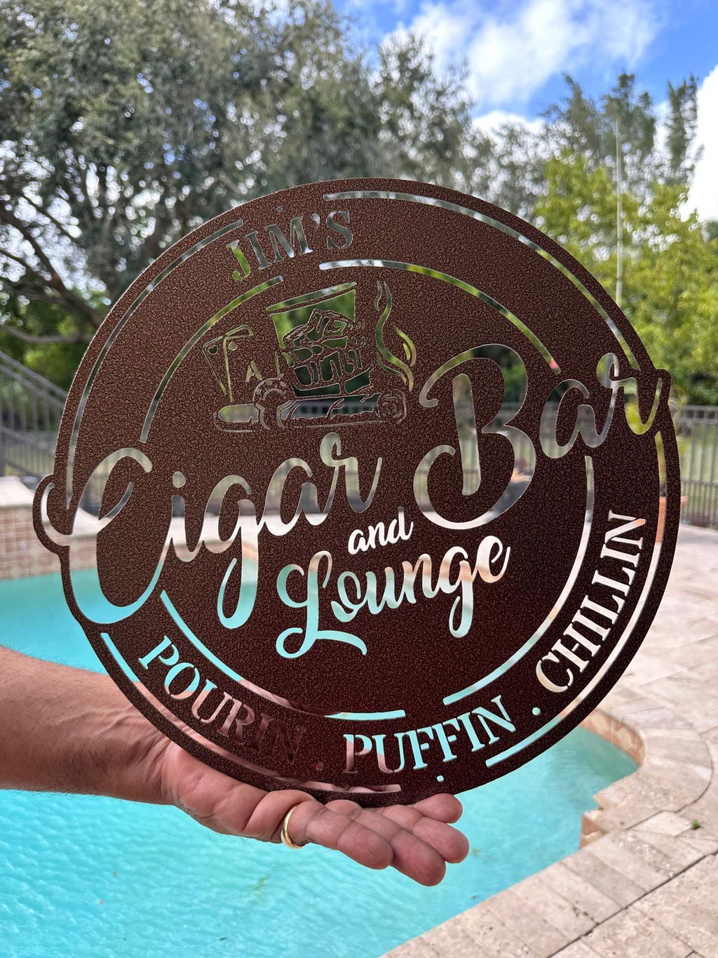 Personalized Cigar Bar Sign — Steel Cigar Lounge Decor