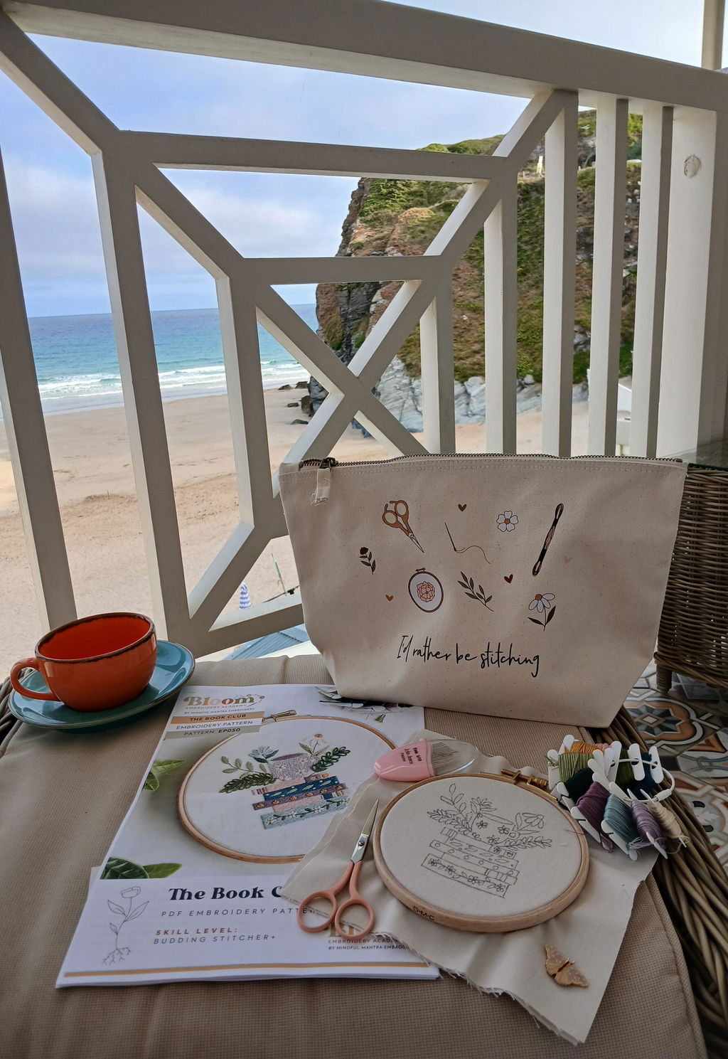 'I'd Rather Be Stitching' Embroidery Project Bag