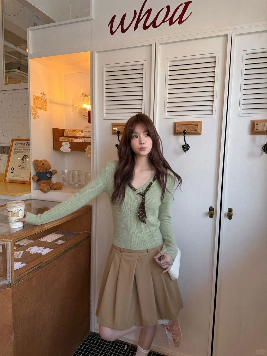 Knit Shirt+Silk Scarf for Women