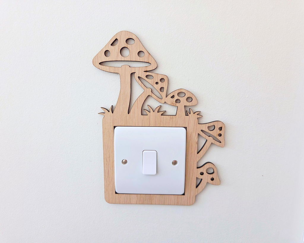 5 Toadstool Light Switch Surround - Wood
