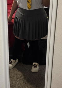 Plus Size Pleated Mini Skirt-Dark Grey