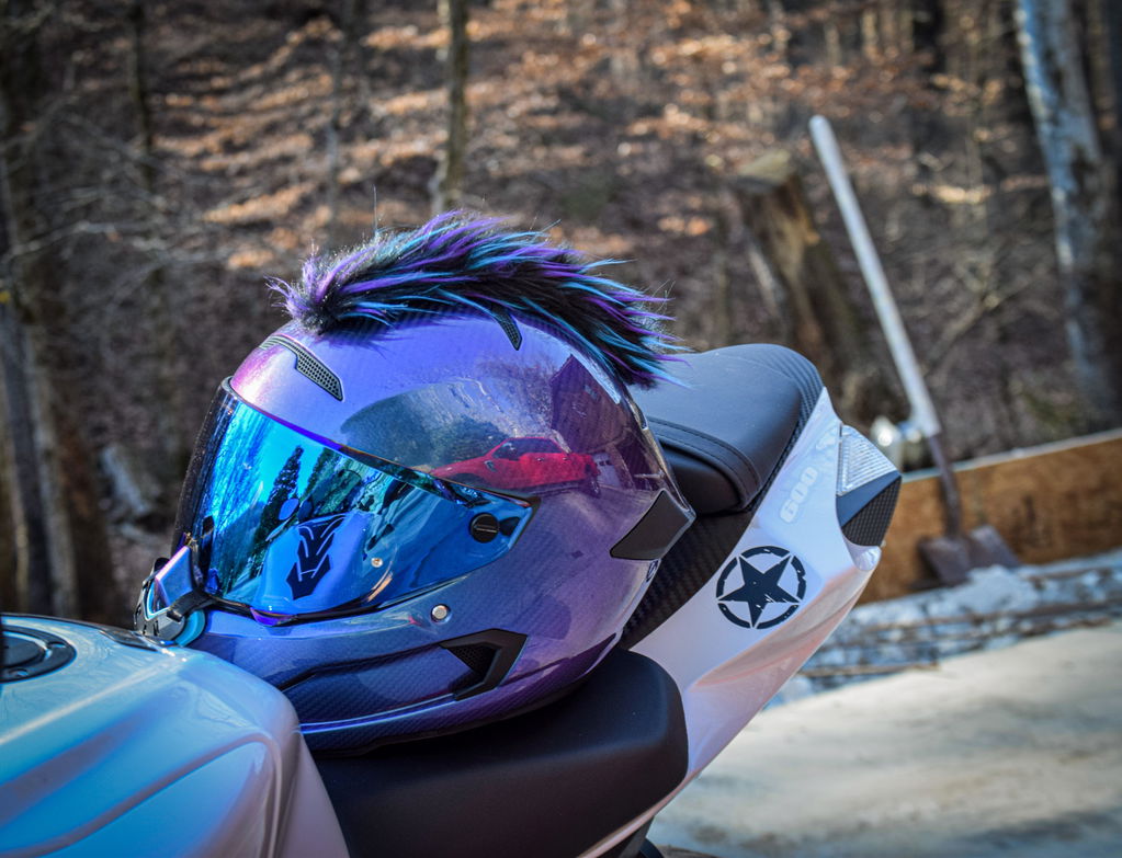 blue motorcycle helmet mohawk then attach the mohawk Motorcycle Helmet Dirt Bike ATV