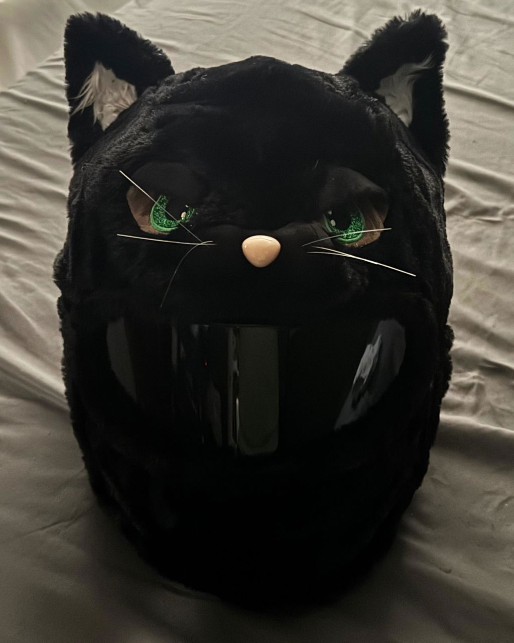 cat eyes motorcycle helmet Black HNJ with Ears & Gold Visor they come with magnetic nubs with super sticky 3m tape The cat ears helmet and