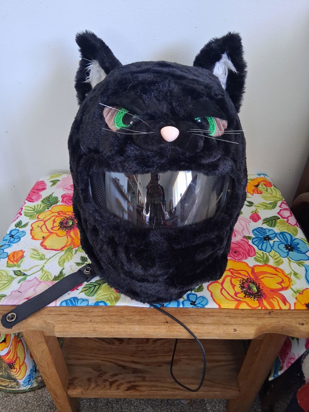 black cat with fangs motorcycle helmet Motorcycle Helmet Cover - Cat
