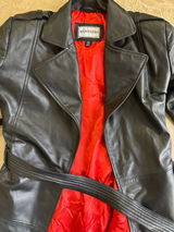 Nora black leather long coat