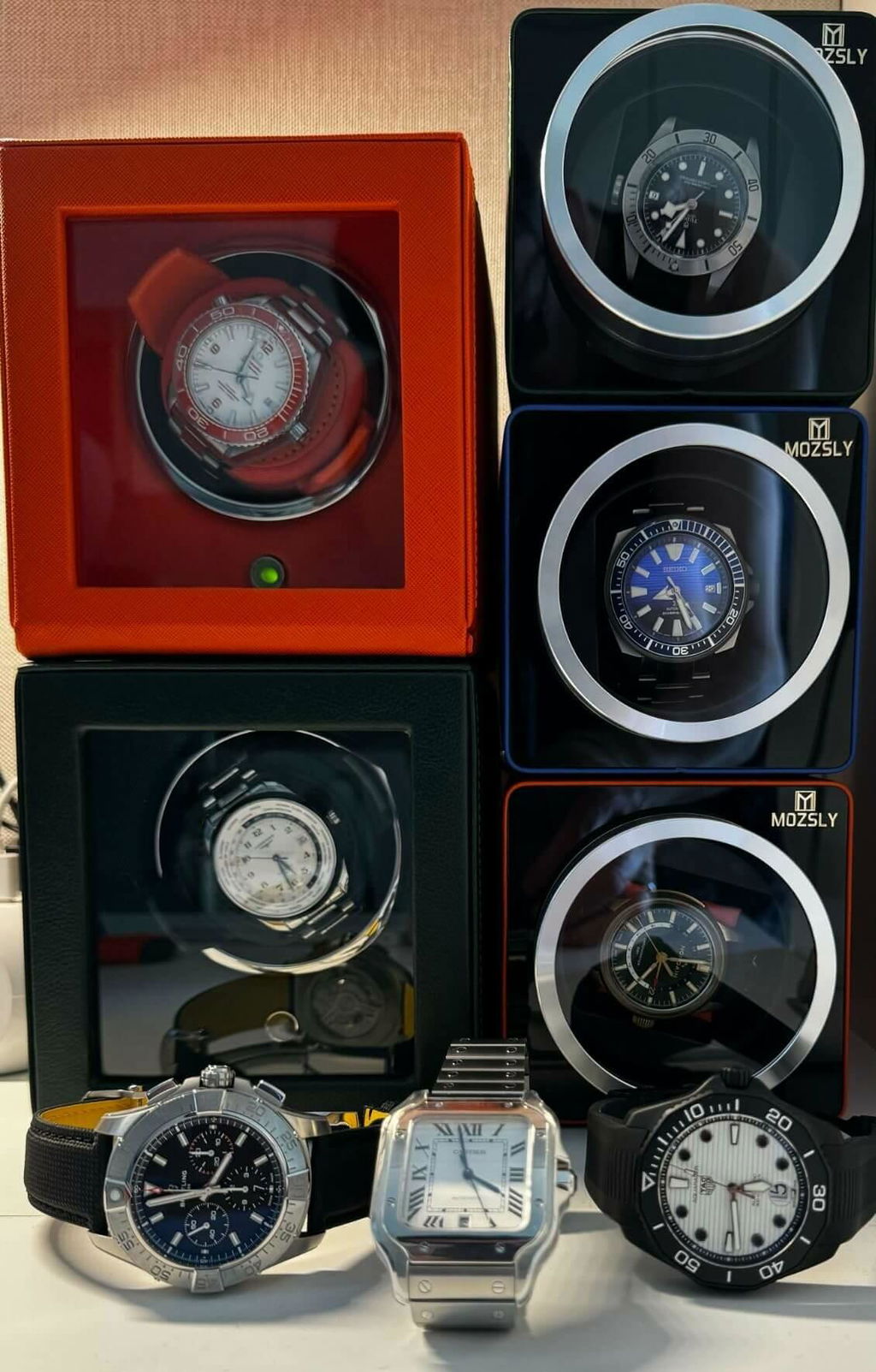 MOZSLY® Single Watch Winder - Black Leather