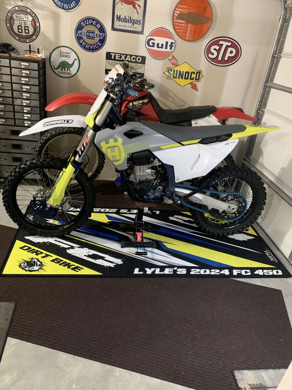MPM Husqvarna Motorcycle Garage & Pit Mats | Custom & Personalized