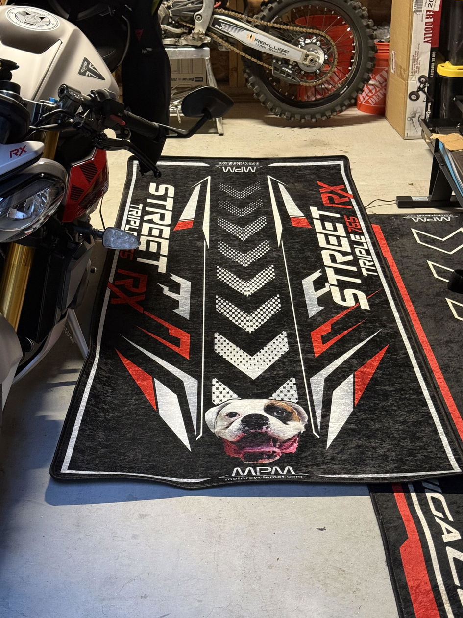 MPM Husqvarna Motorcycle Garage & Pit Mats | Custom & Personalized