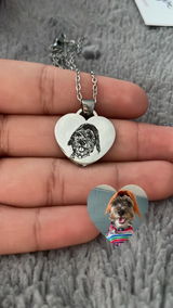 Collar Gran Amor Corazón. Placa con imagen de cara de mascota, estilo realista. Edición Especial