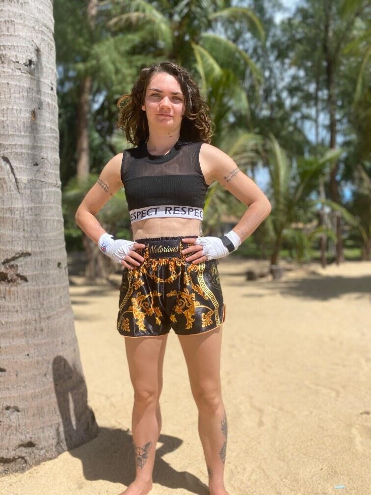 Phaya Naga ≋ Muay Thai Fight Shorts in Aqua Blue and Gold