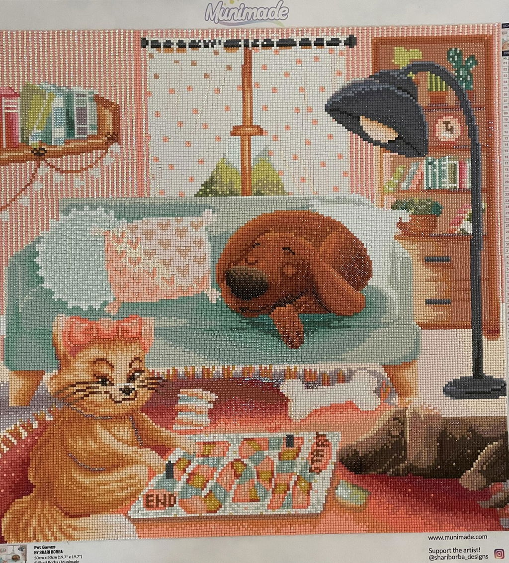 'Pet Games' by Shari Borba, Diamond Painting Canvas Kit (097)