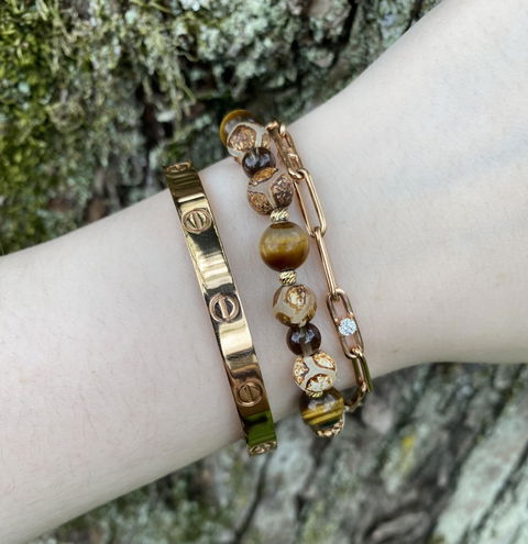 Tiger’s Eye x Tibetan Agate x Smoky Quartz Bracelet